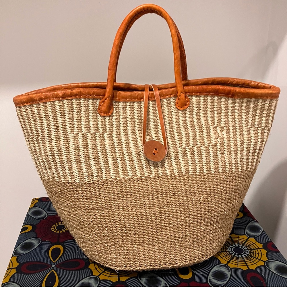 Anthropologie like Woven African Sisal Tote Bag